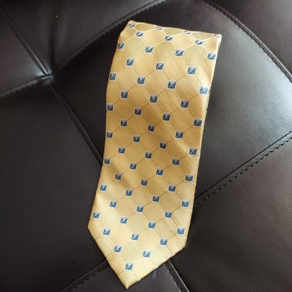 New W/Tags Jos. A. Bank  Executive Collection  Yellow and Blue Silk Neck Tie - Picture 2 of 9
